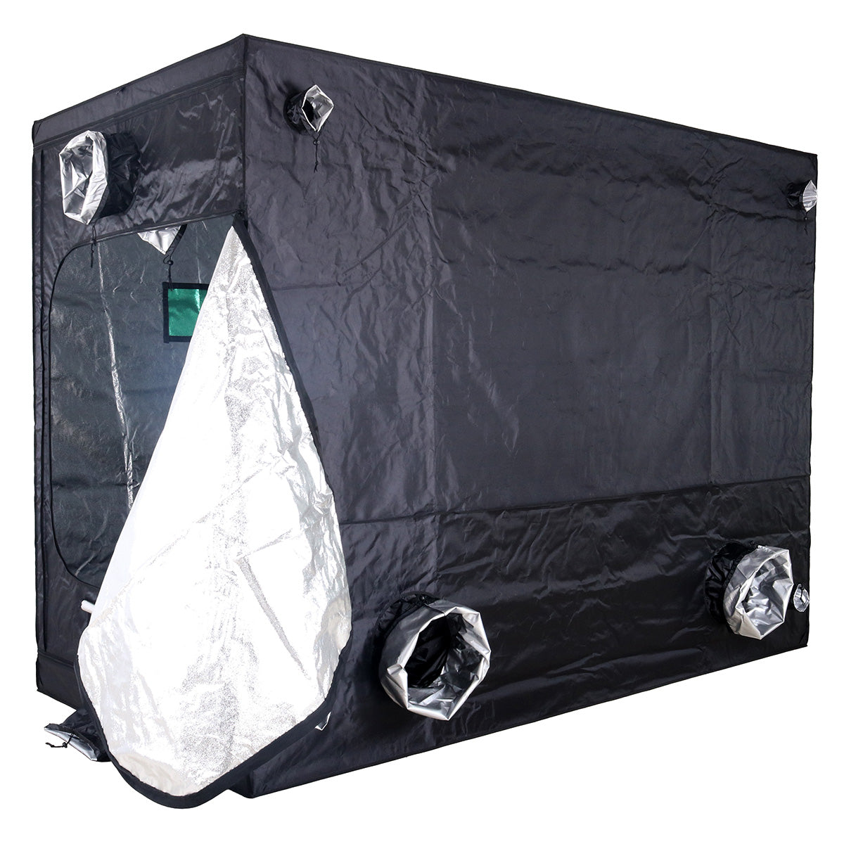 BudBox Pro Tent 150x300x220cm, second angle showing the frame, doors and silver mylar interior