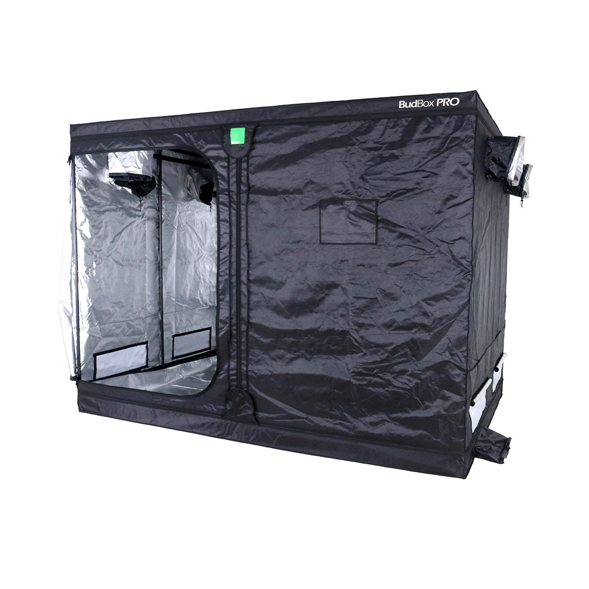 BudBox Pro Tent 300x300x220cm, second angle showing the frame, doors and silver mylar interior