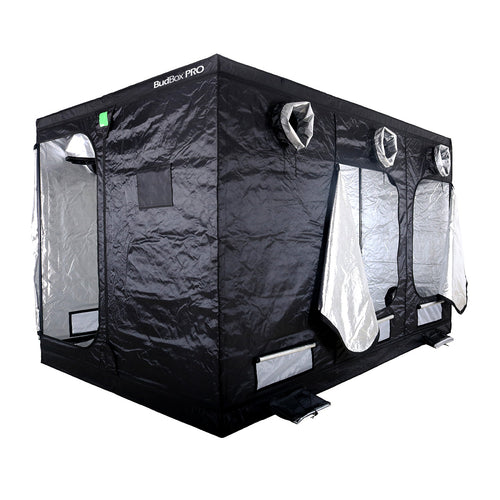 BudBox Pro Tent 360x240x220cm, second angle showing the frame, doors and silver mylar interior