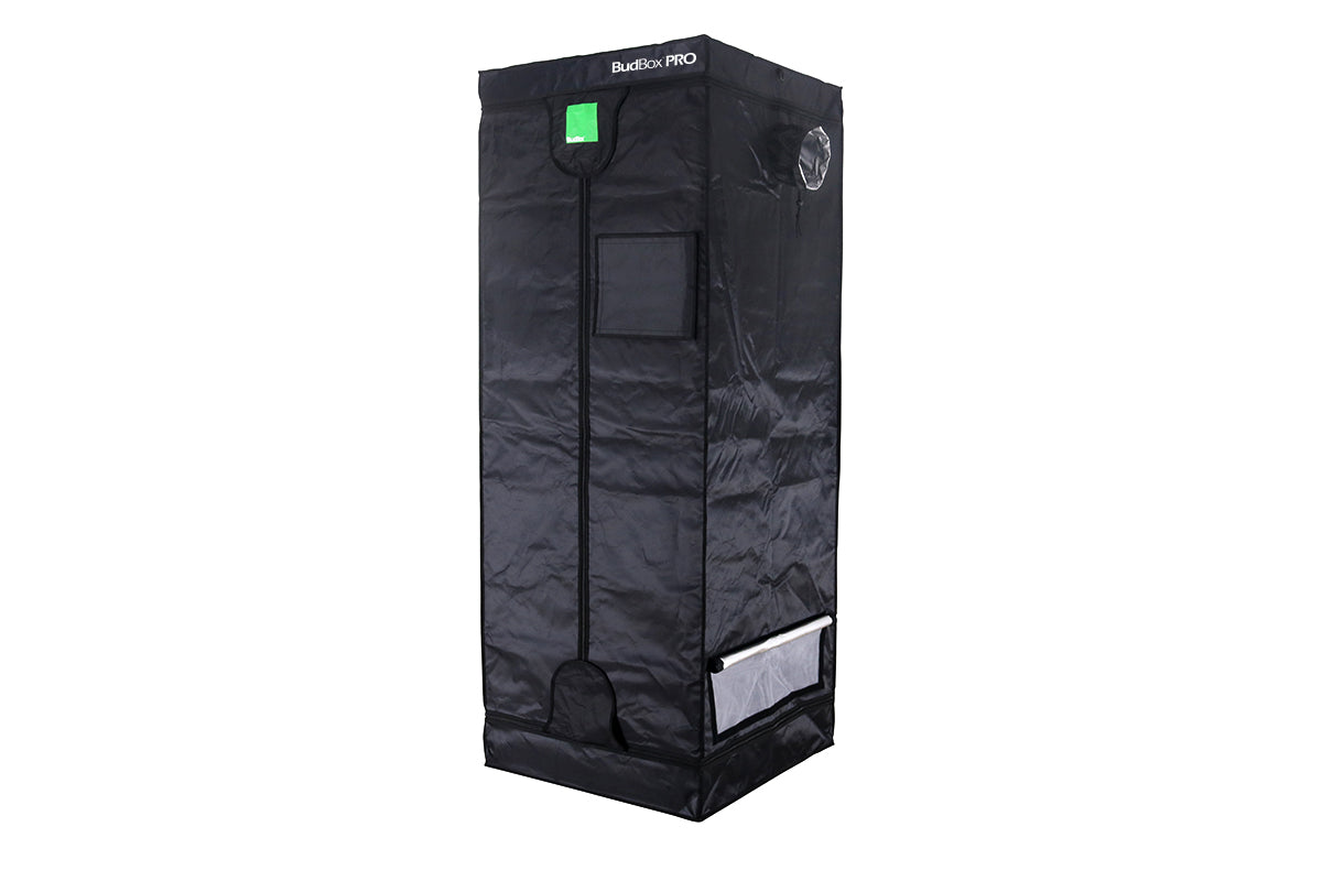 BudBox Pro Propagation Tent 75x75x200cm, second angle showing the frame, doors and silver mylar interior