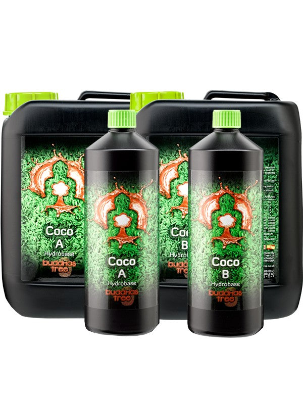 Buddhas Tree Coco A+B two-part base nutrient set, A and B bottles together