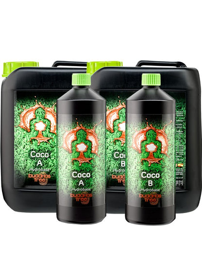 Buddhas Tree Coco A+B two-part base nutrient set, A and B bottles together