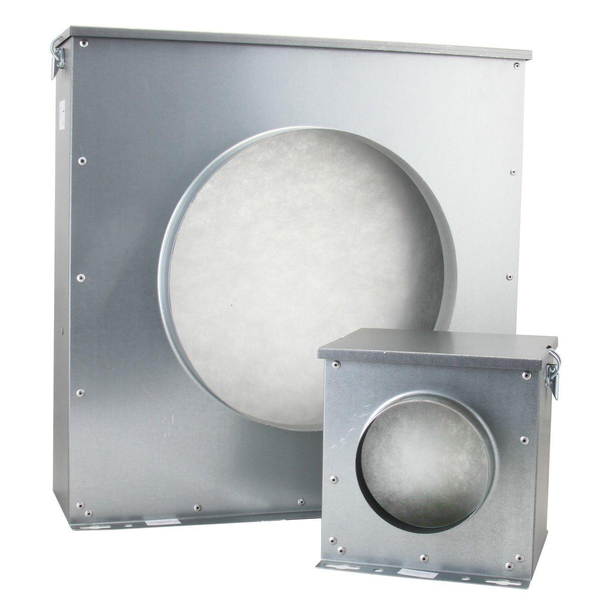 Can FV Filterbox showing the galvanised housing and round fleece filter insert