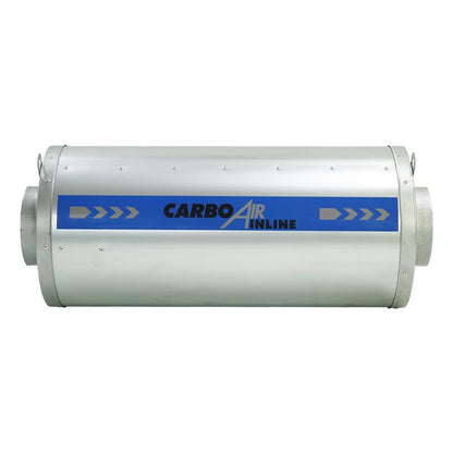 CarboAir Inline Carbon Filter side profile showing the spigot at each end