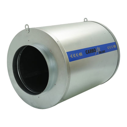 CarboAir Inline Carbon Filter front view of the flange and steel body