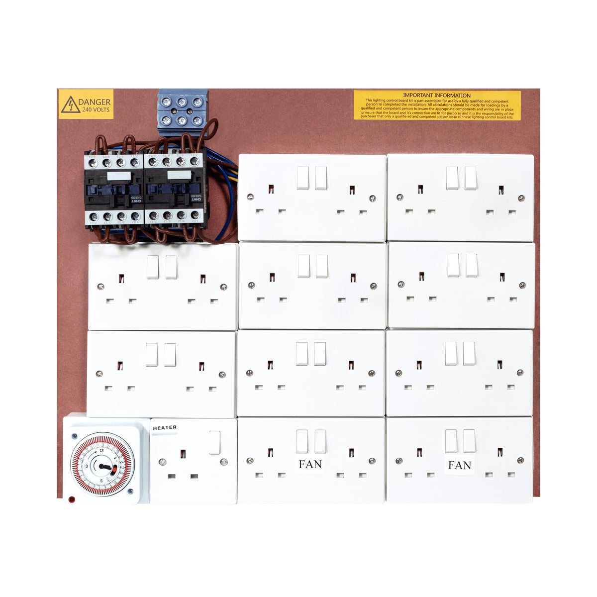 MDF Contactor Boards — 16 Way + 4 Aux + 1 Heater