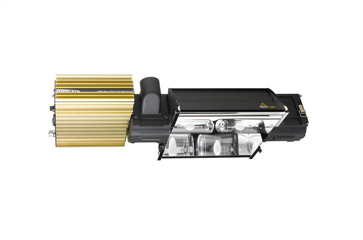 Dimlux Expert Series 630W Dual Full Spectrum angled underside view showing both lamps