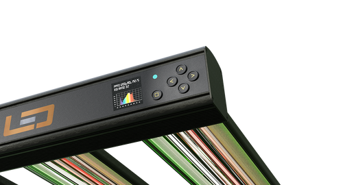 Dimlux Xtreme Series 750W LED close-up of the colour display and control buttons