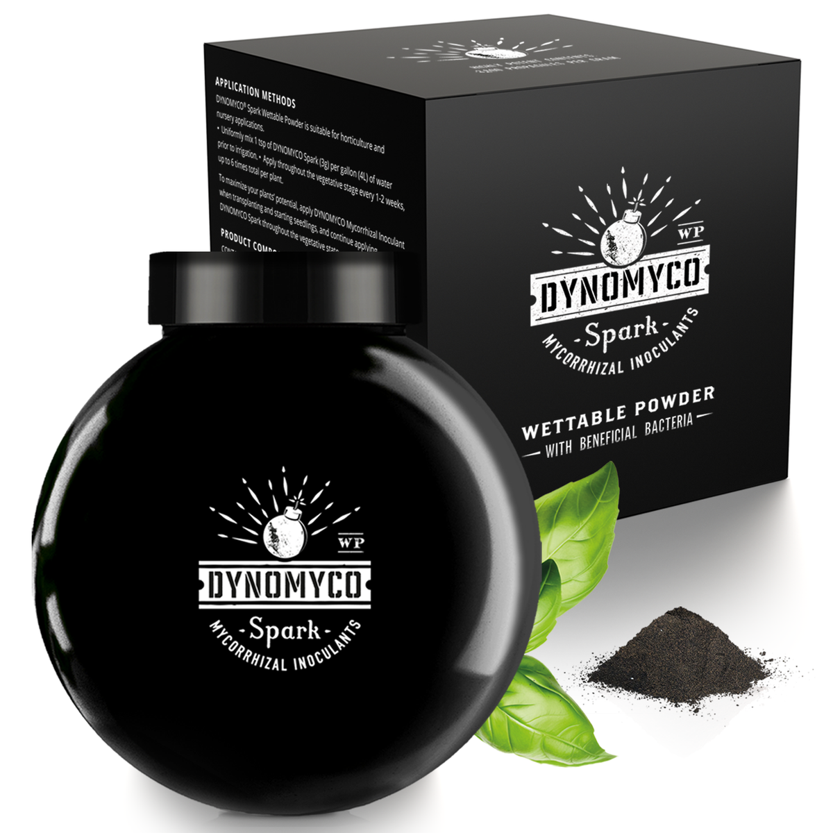 Dynomyco Spark wettable powder jar and box