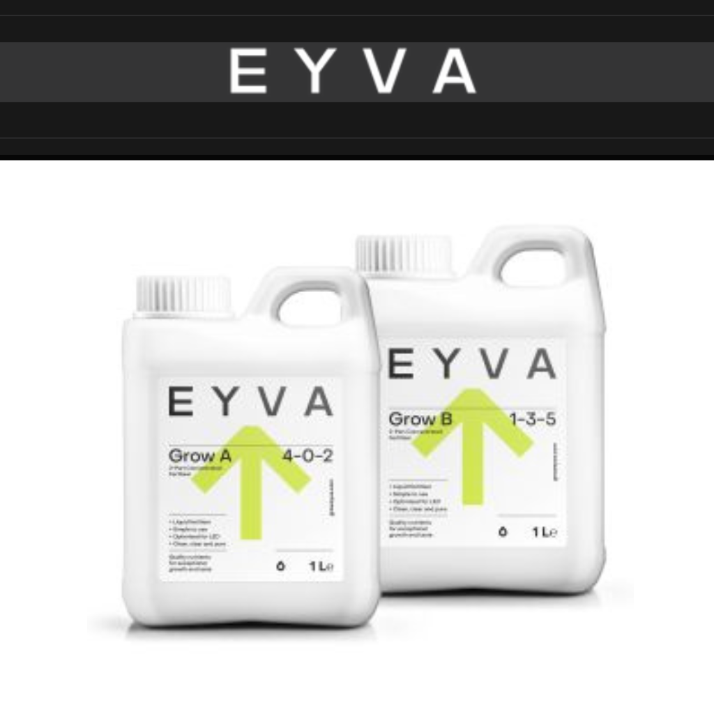 EYVA Grow A+B — the two 1-litre bottles (Grow A and Grow B) that make up the complete set