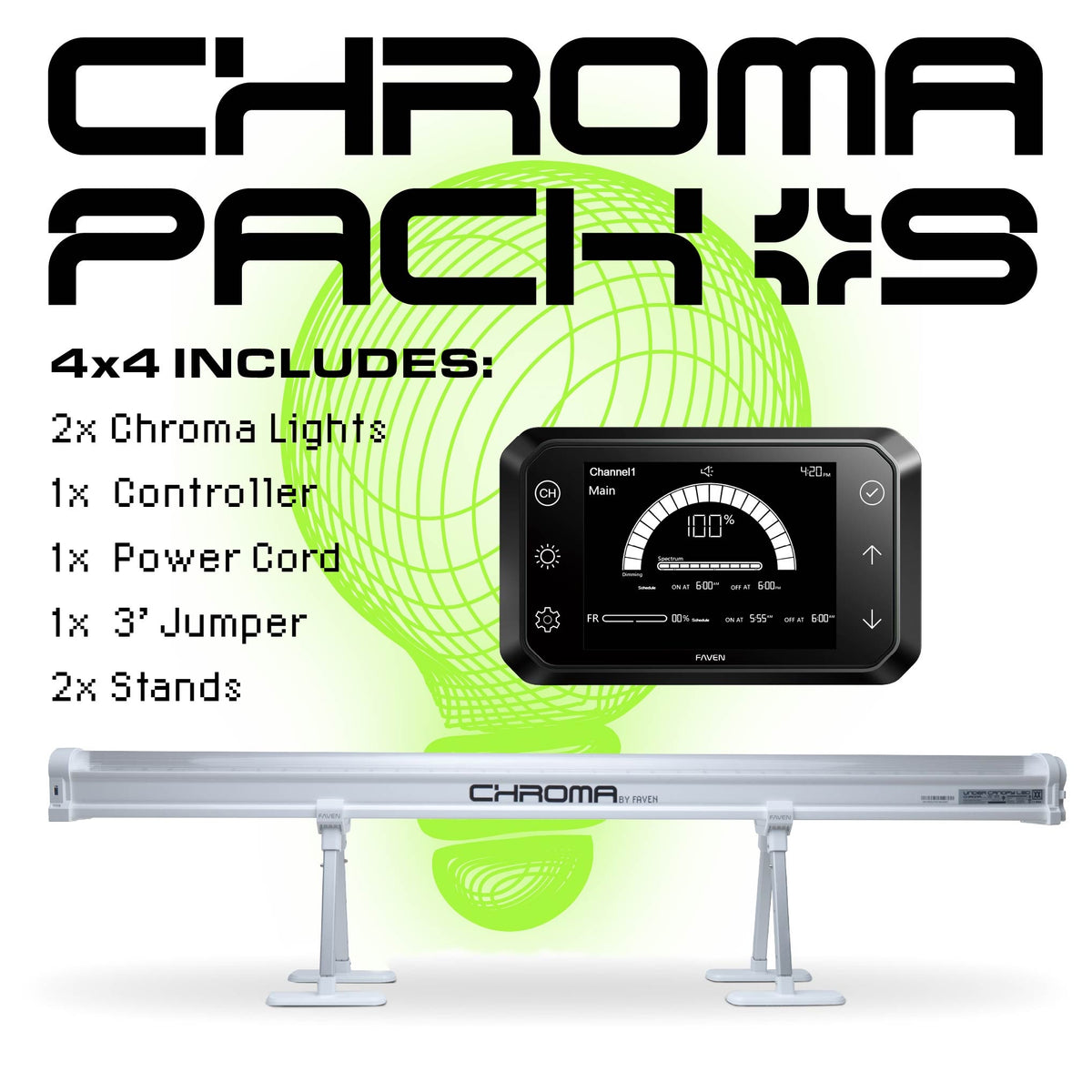 Faven Chroma Under Canopy LED Kit — 4x4 Kit (2 Bars)
