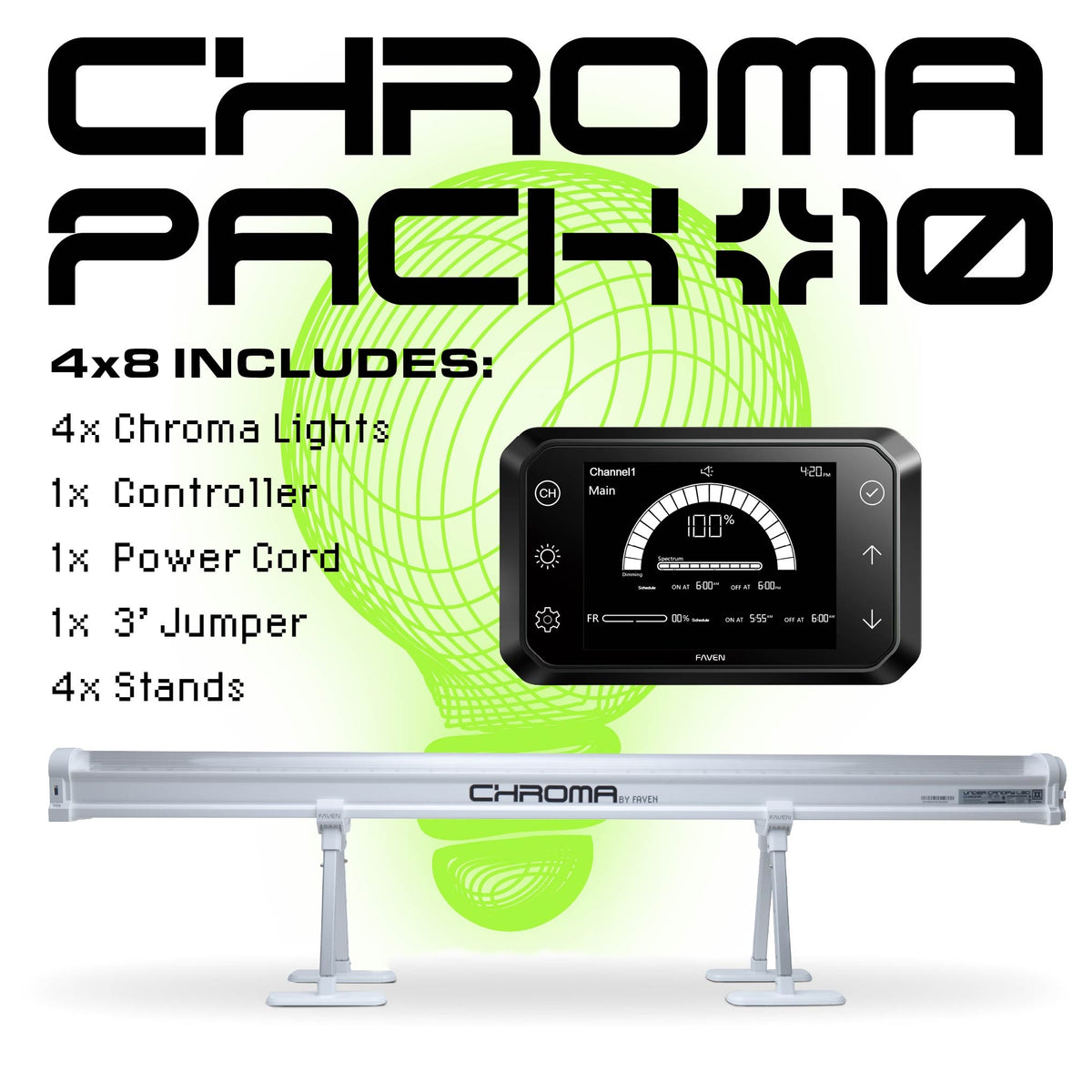 Faven Chroma Under Canopy LED Kit — 4x8 Kit (4 Bars)