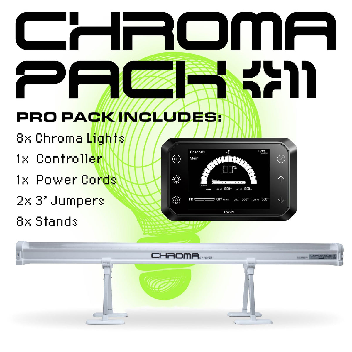 Faven Chroma Under Canopy LED Kit — Pro Pack (8 Bars)