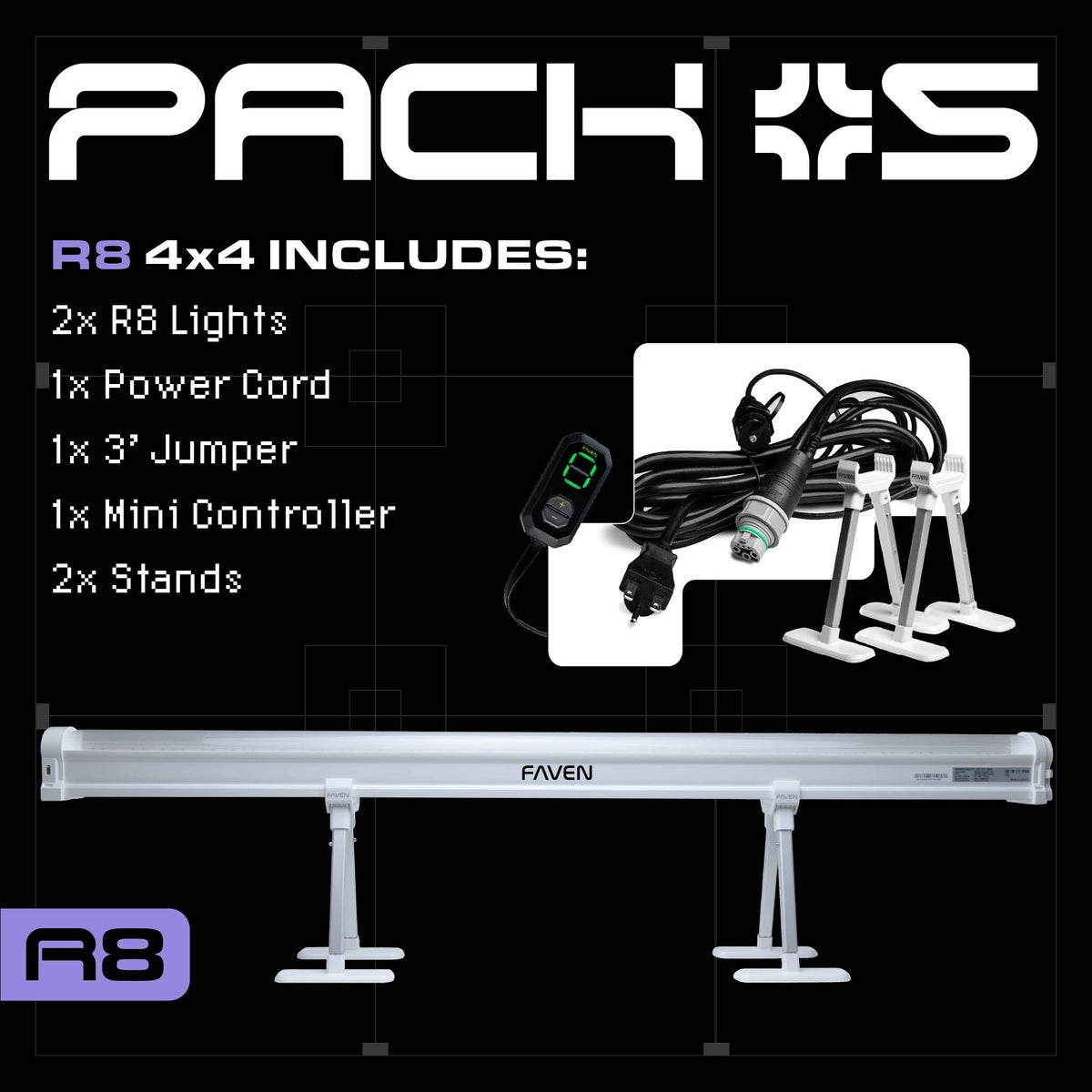 Faven R8 Under Canopy LED Kit — 4x4 Kit (2 Bars)