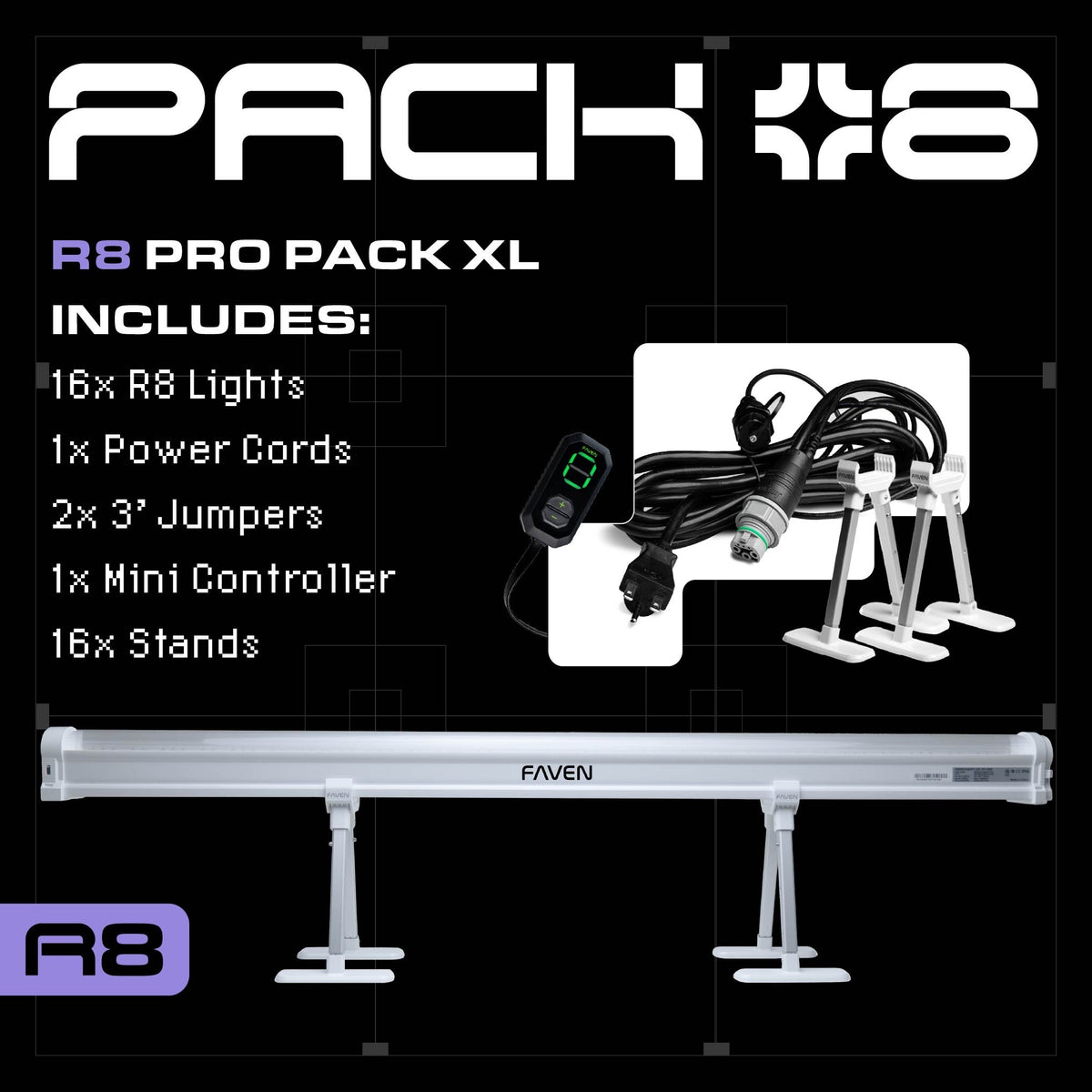 Faven R8 Under Canopy LED Kit — Pro Pack XL (16 Bars)