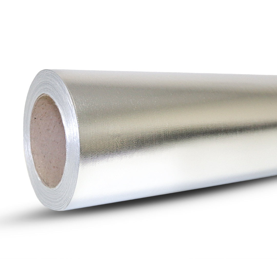 FLIRmask Thermal Reflection Sheeting roll end showing the aluminium laminate