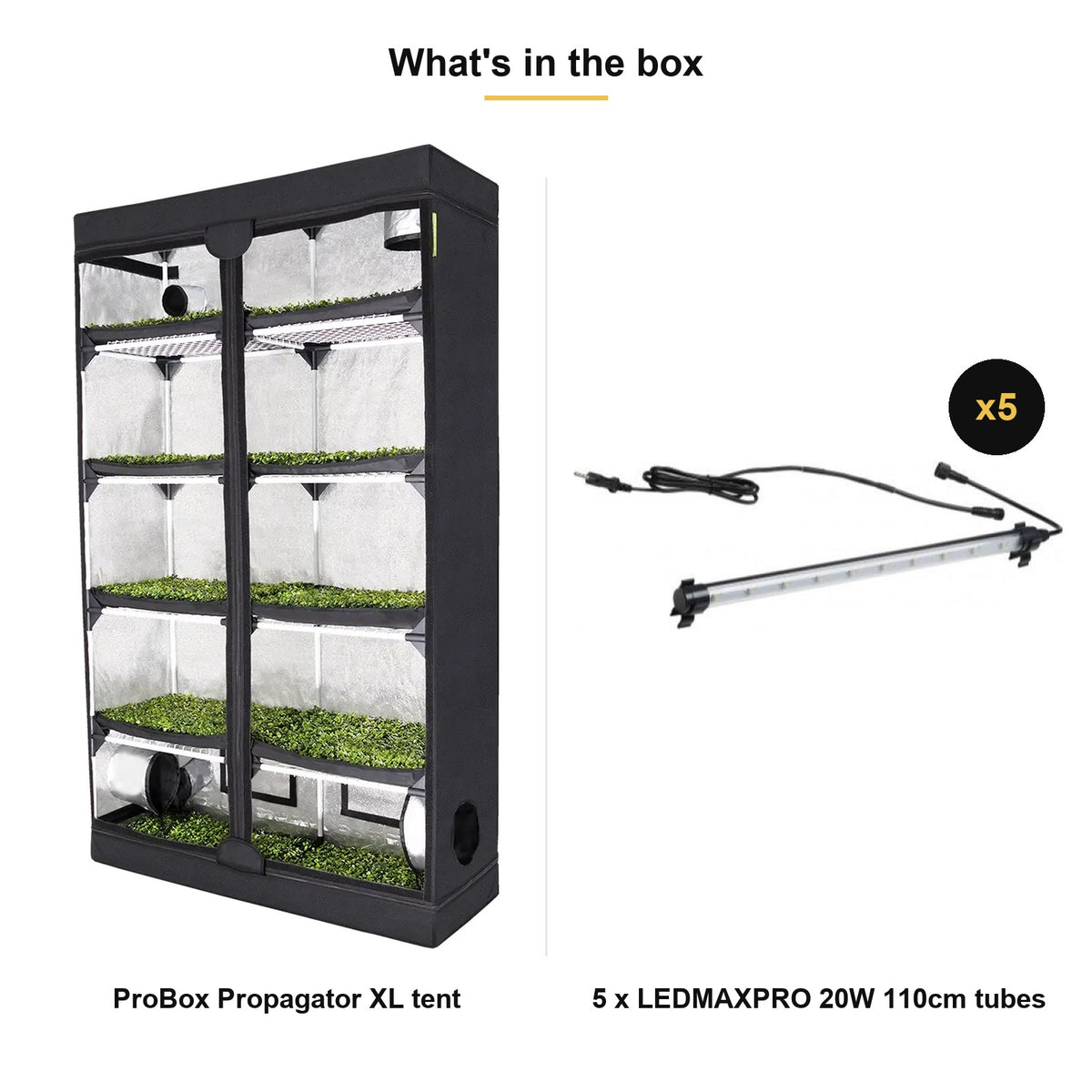 Garden HighPro ProBox Propagator Tent — XL (120 x 40 x 200cm) / With LEDMAXPRO Lights