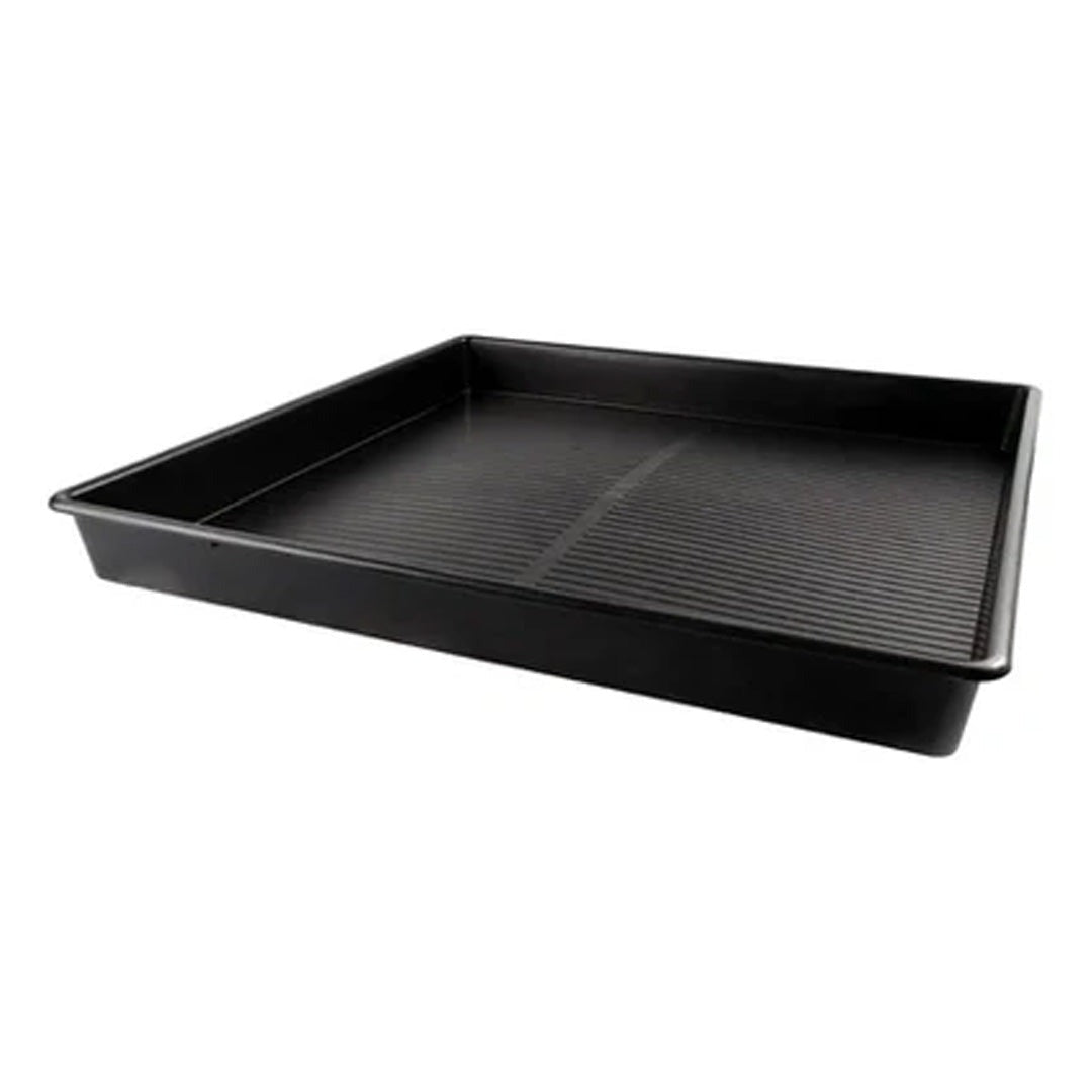 Garland Value Square Tray, angled view showing the shallow ridged black tray
