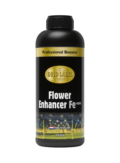 Gold Label Flower Enhancer FE Nano 1 litre bottle, black label with gold branding