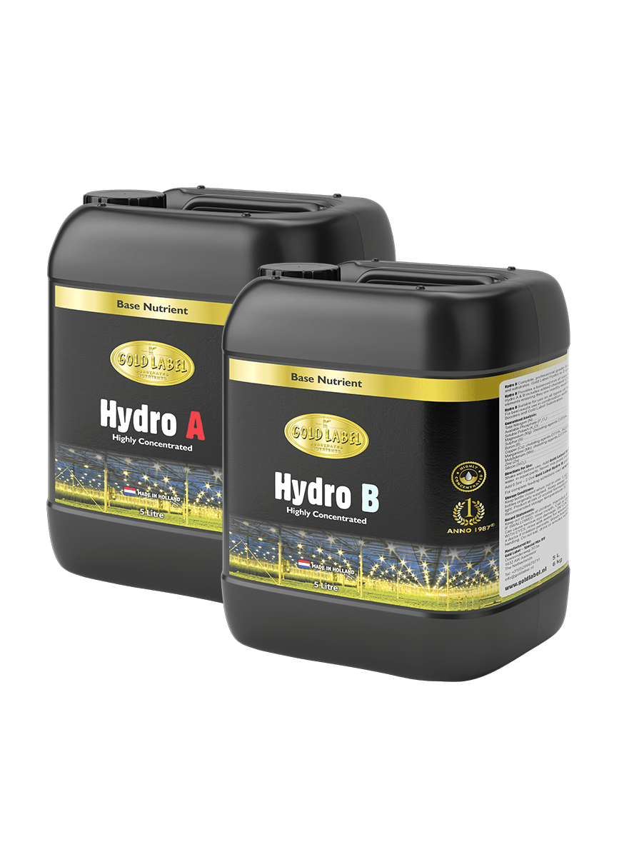 Gold Label Hydro A+B 5 litre A and B bottles, black label with gold branding