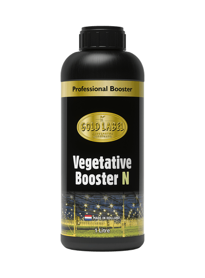 Gold Label Vegetative Booster N 1 litre bottle, black label with gold branding