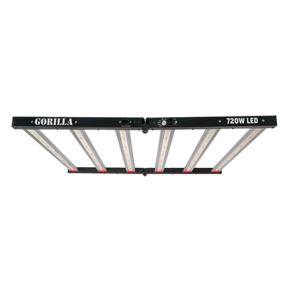 Gorilla 720W LED Gen-3, rear view showing the IEC power input, dimmer dial and CH1/CH2 0-10V ports