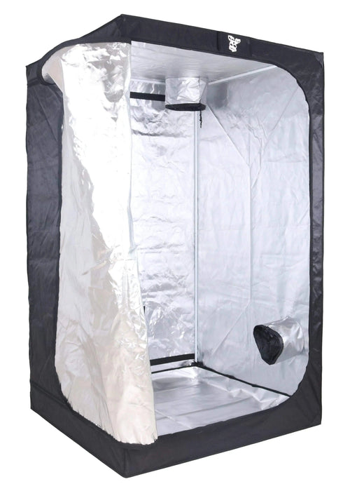 GorillaBox Grow Tent, 120 x 120 x 200cm, shown with the front door open and reflective Mylar interior visible