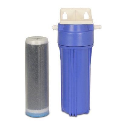 GrowMax 10 Inch De-Ionization Filter Kit, showing the blue 10 inch housing and the DI resin cartridge it contains