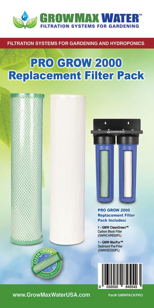 GrowMax Pro Grow Replacement Filter Pack showing the carbon block and sediment filter it contains