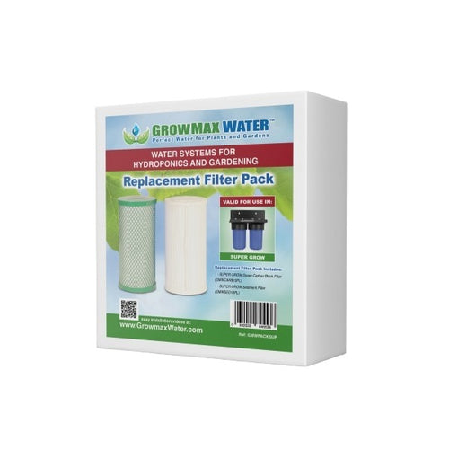 GrowMax Super Grow Replacement Filter Pack — box with the green carbon block and sediment filter