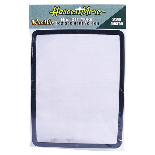 Harvest More Trim Bin Replacement Screen, 220 micron mesh shown in its packaging with mounting hardware