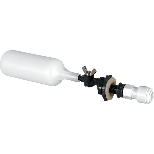 Hydro-Logic float valve with a 3/8 inch quick-connect fitting and adjustable float arm