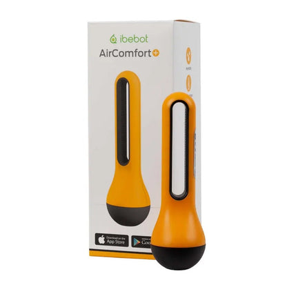 iBebot AirComfort+ Bluetooth Hygrometer — sensor beside its retail box