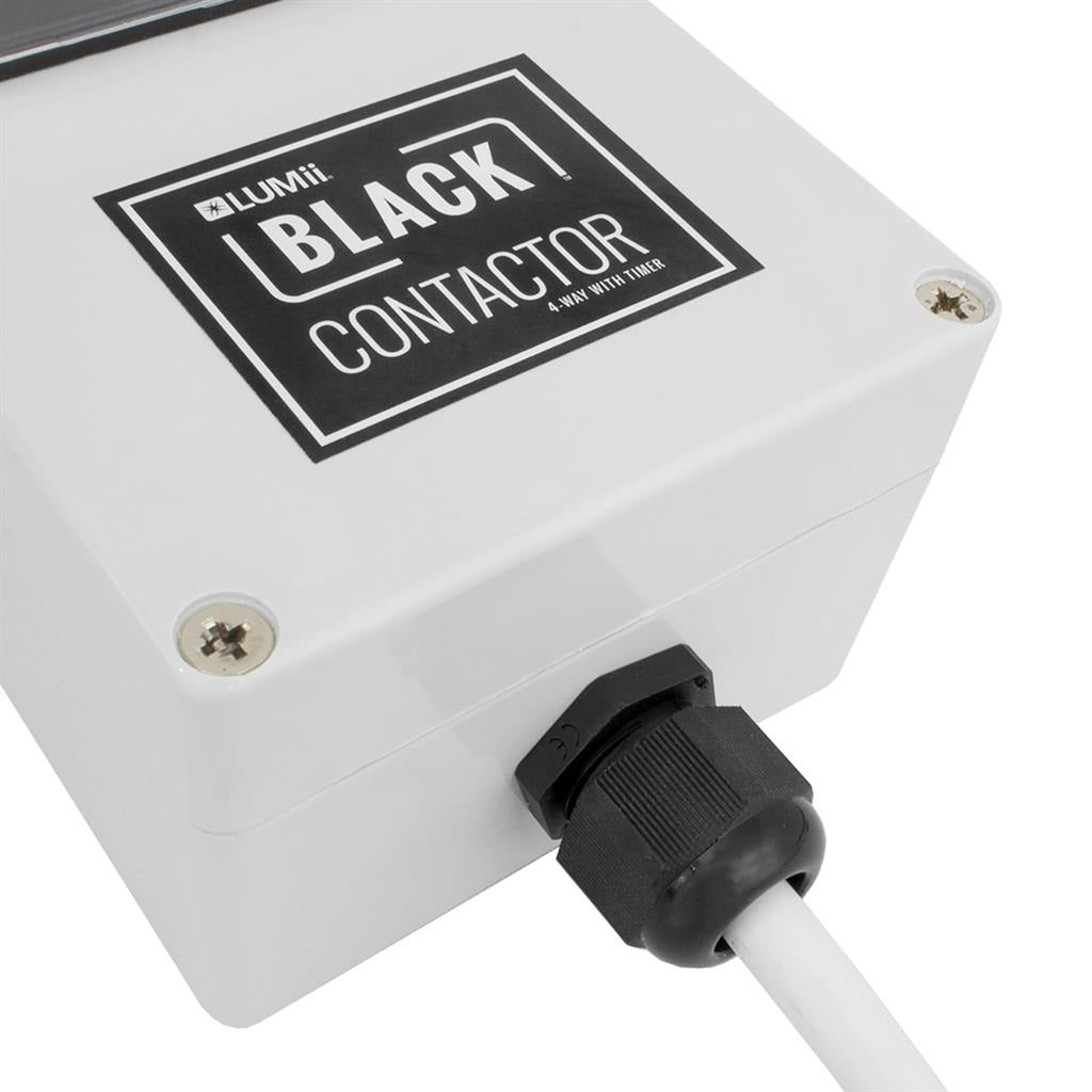 LUMii BLACK Contactor Timer label and cable gland
