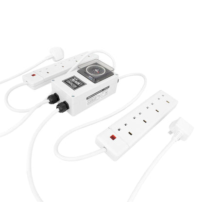 LUMii BLACK Contactor Timer 8 Way with both power bars and mains plugs