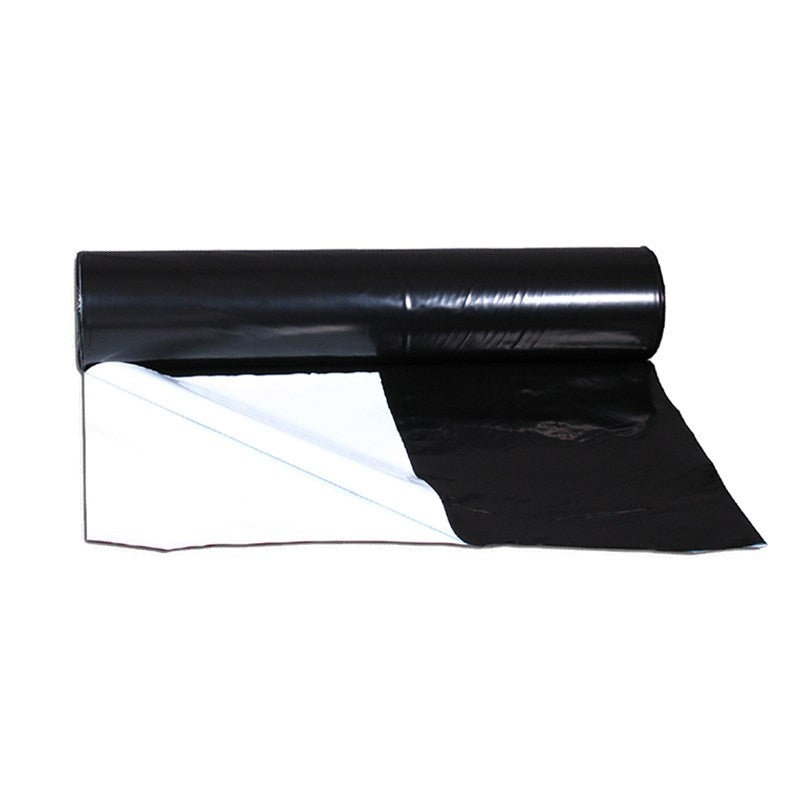 Luxx Black/White Sheeting roll, unrolled corner showing the black and white sides