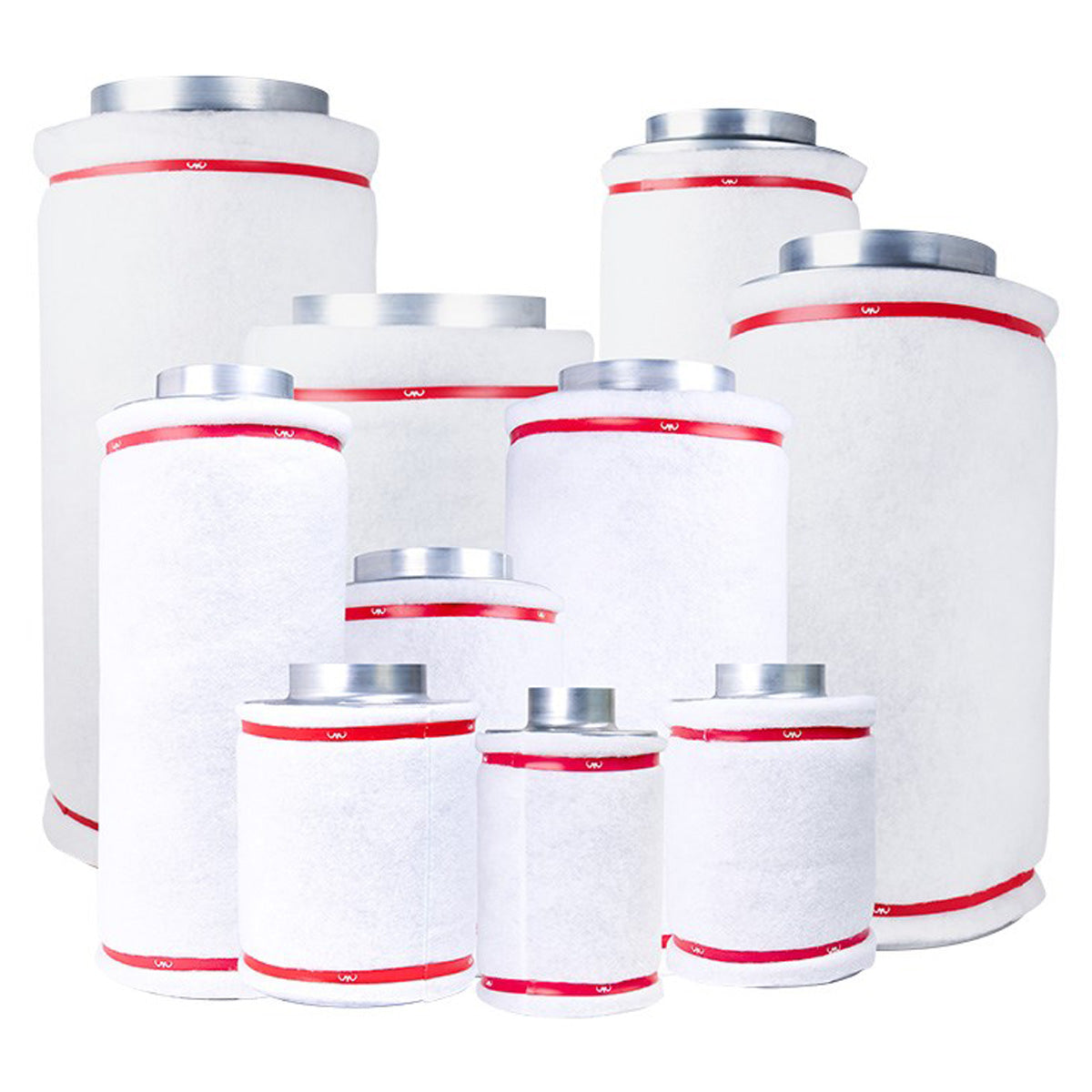 Mammoth Carbon Filter — full size range shown together, 4in to 12in diameter