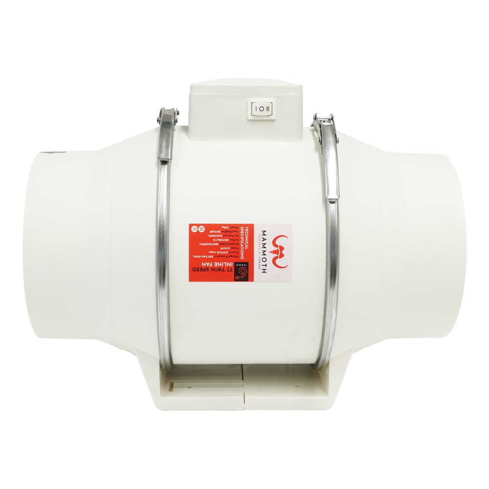 Mammoth TT Twin Speed Inline Fan for Grow Room Extraction