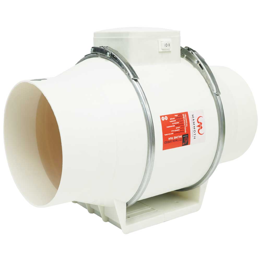 Mammoth TT Twin Speed Inline Fan for Grow Room Extraction — 6"