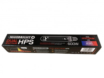 Maxibright Varidrive 600W HPS Kit — Maxibright 600W Dual Spectrum HPS lamp box showing 1090 µmol/s PPF