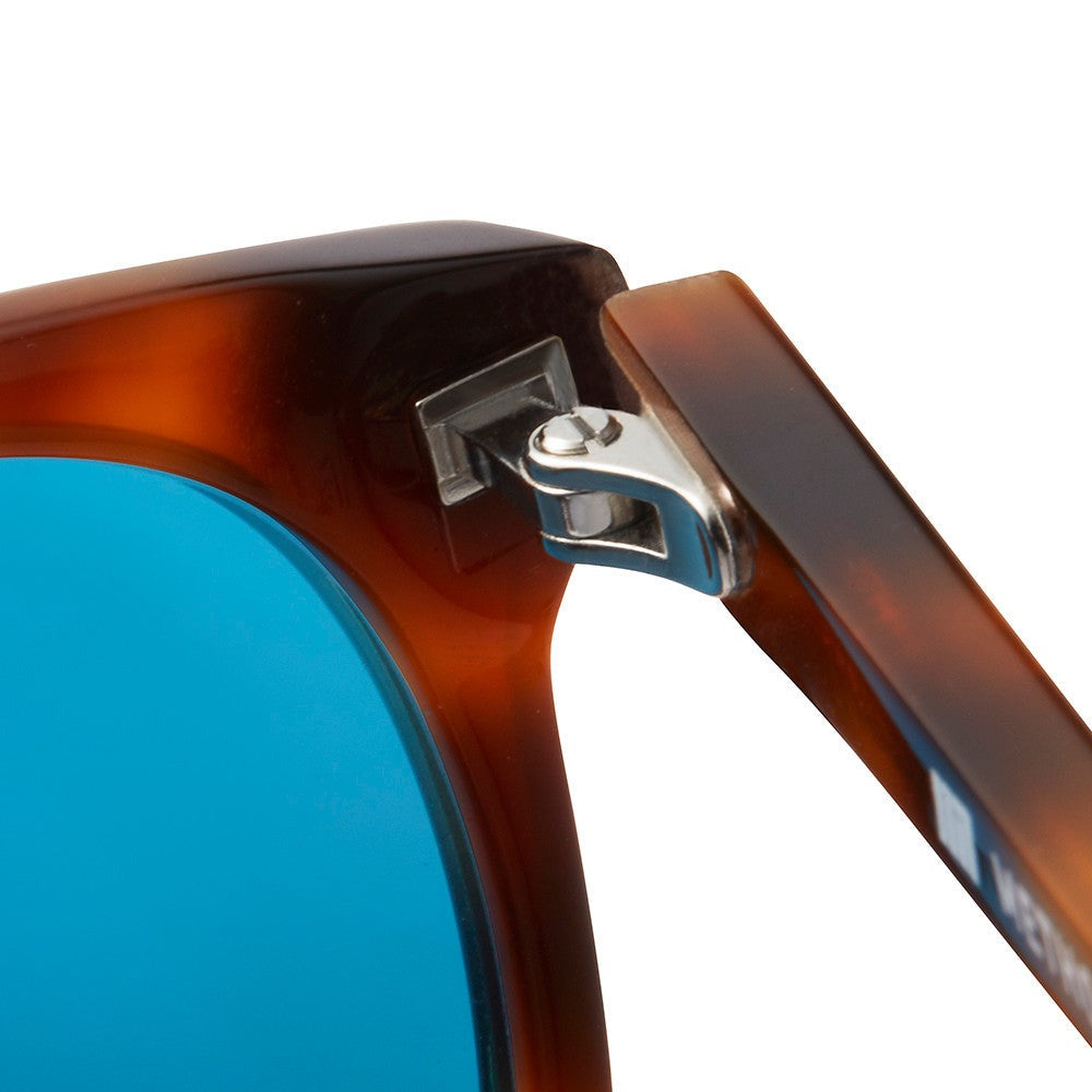 Method Seven Lennox HPS+ Glasses hinge close-up on the tortoise acetate frame