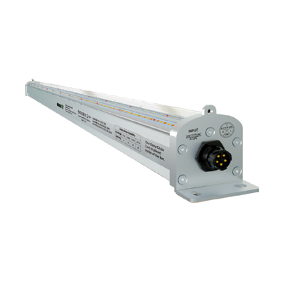 Nanolux Under Canopy LED 135W bar, close-up of the driver end and daisy-chain connector