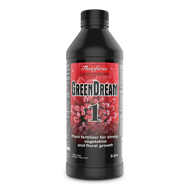 Flairform GreenDream-1 one-part nutrient bottle, front