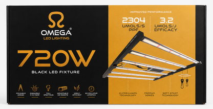 Omega Black 720W LED Grow Light | Budget Full Spectrum 2304 µmol/s