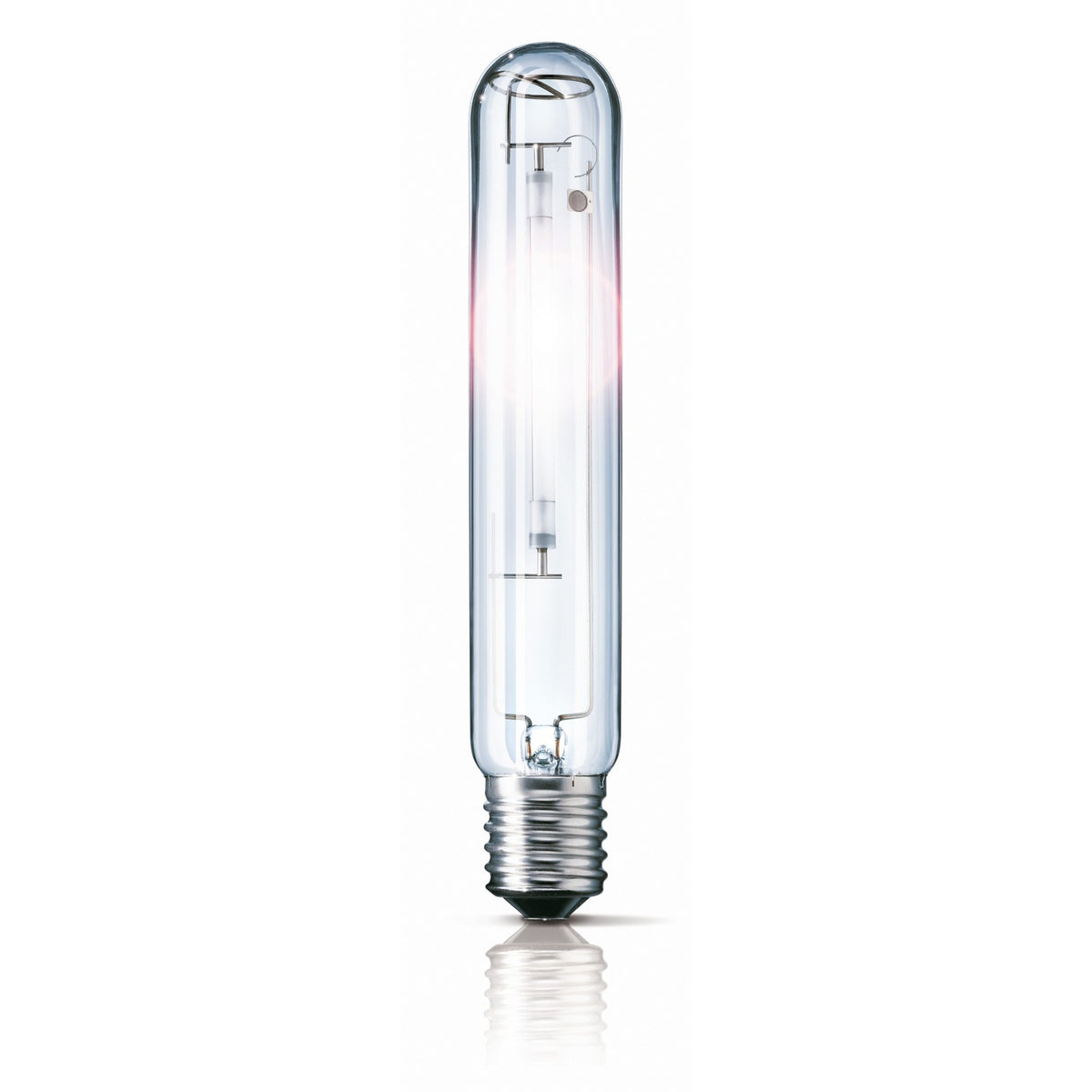 Philips Master SON-T PIA Plus 600W HPS Bulb showing the clear tubular glass and E40 base