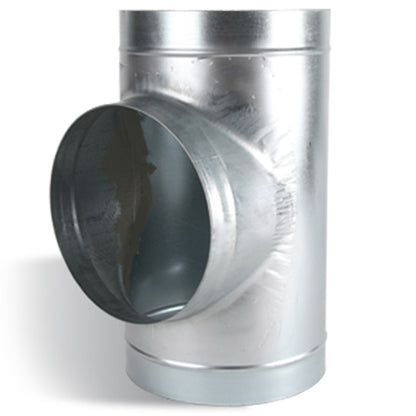 Pressed T-Piece Rigid Ducting Connector in Galvanised Steel — 10"