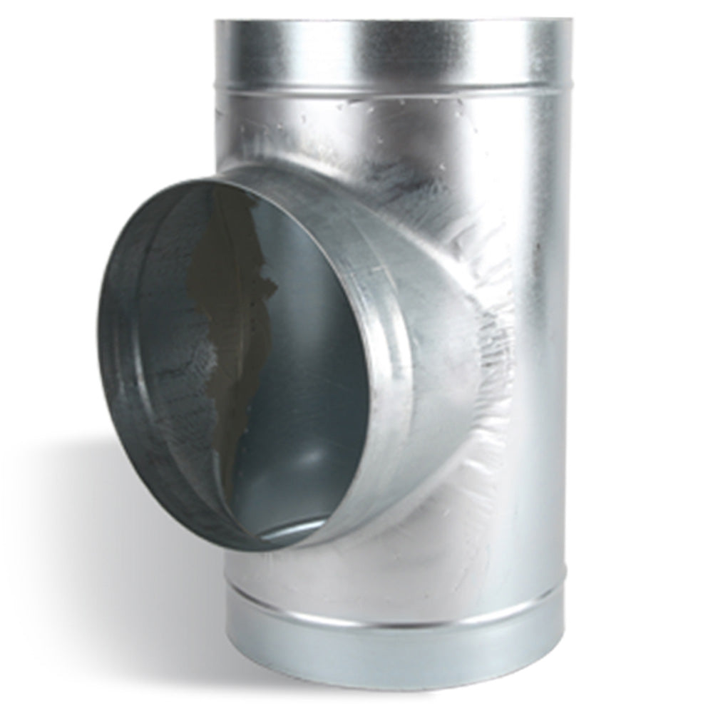 Pressed T-Piece Rigid Ducting Connector in Galvanised Steel — 12"