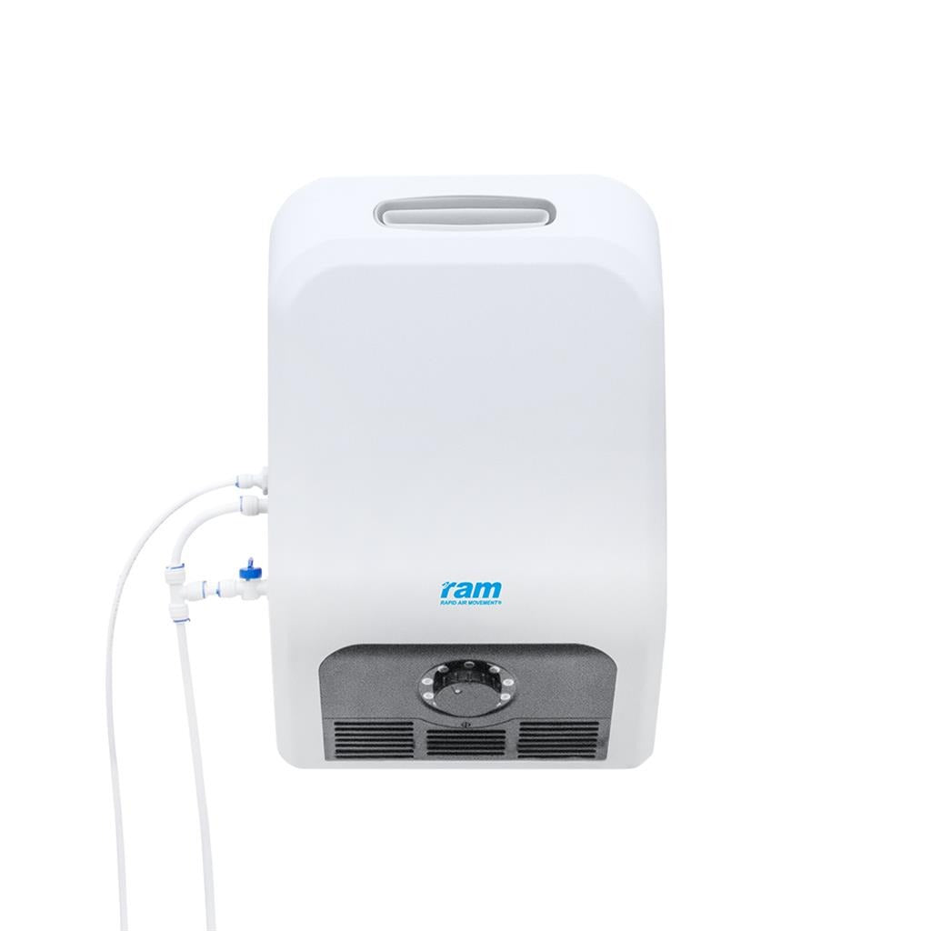 RAM Wall Humidifier front view with the humidistat dial and mist outlet