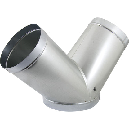 Reducing Y-Piece Duct Connector, galvanised steel Y-piece stepping a 250mm duct down to two 200mm branches
