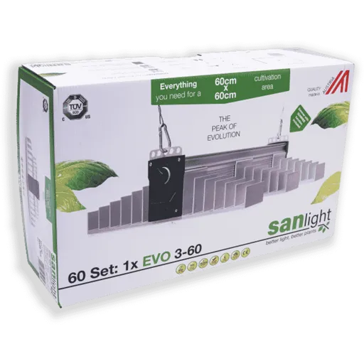 Sanlight EVO 3-60 boxed set packaging, 60x60cm cultivation kit